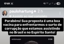 Em apoio a candidato a deputado, Hartung fala em surto de corrupção no país e ES