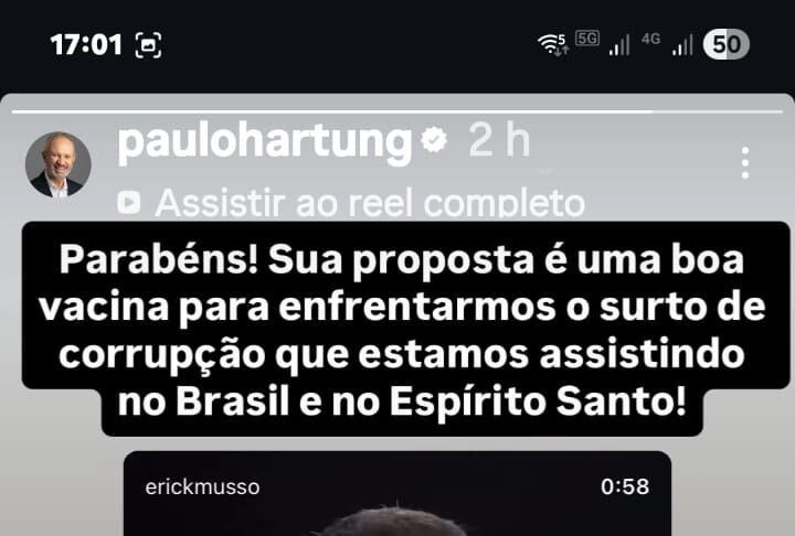 Em apoio a candidato a deputado, Hartung fala em surto de corrupção no país e ES
